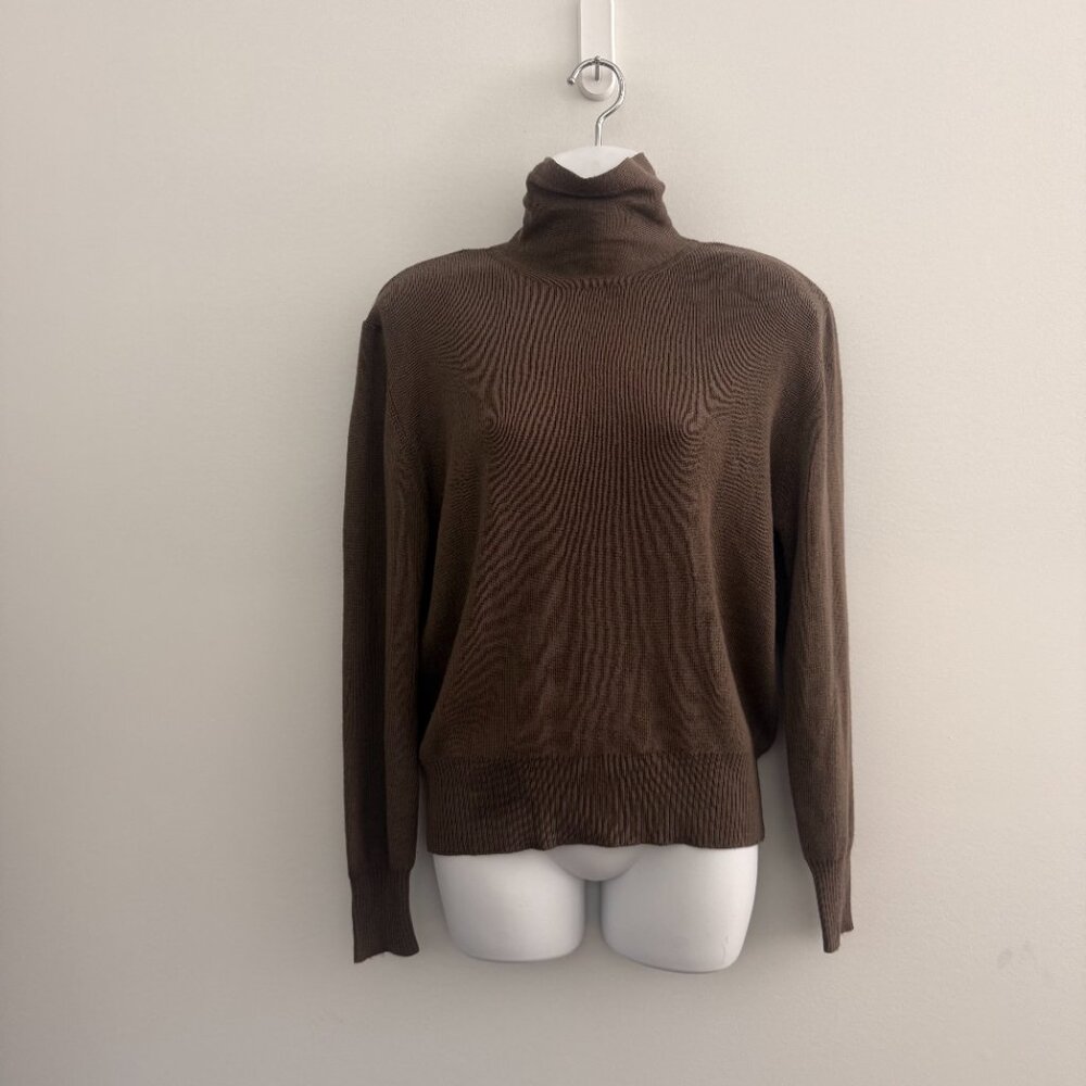 Vintage Ciao Ltd Mushroom Brown Mock Neck Zip Sweater | Size 12 - Picture 3 of 9